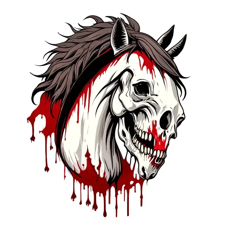 Alien Horse With Skull And Blood Flowing