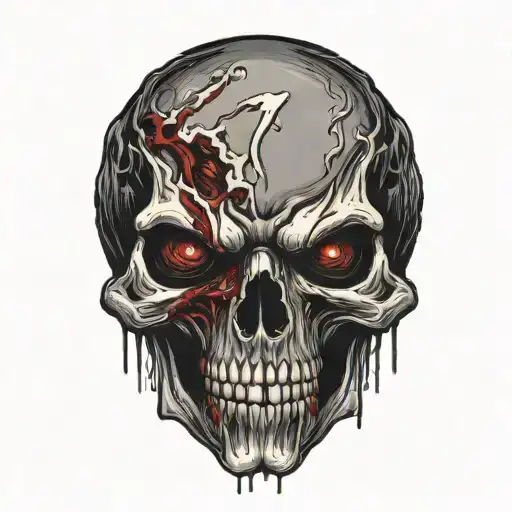 Vampire Skull With Blood Coming From The Mouth And Eyes