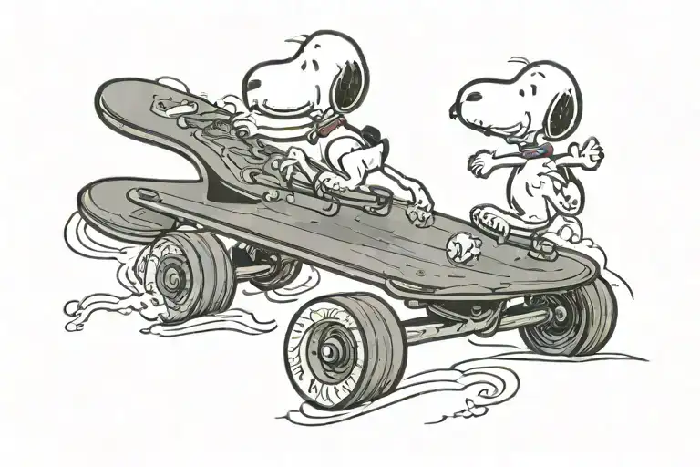 Snoopy Riding A Skateboard