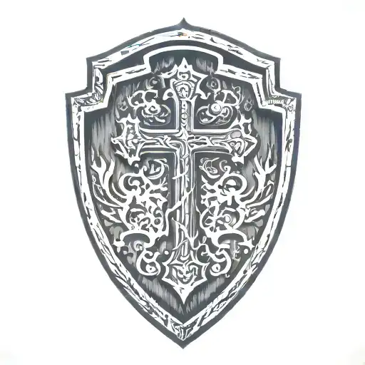 Cross Inside Shield Engraved