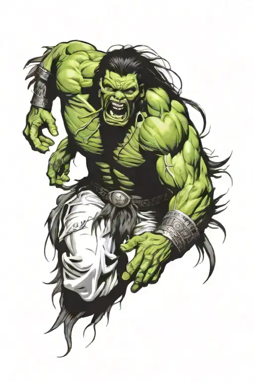 Native American Chief Hulk Angry Screaming Full Body