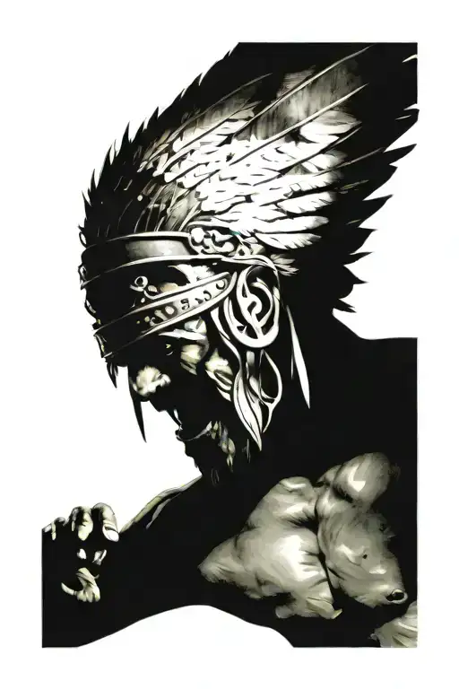 Native American Chief Feather Head Dress Hulk Angry Screaming Full Body