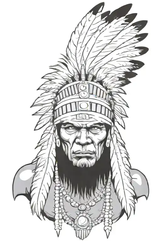 Native American Chief Feather Head Dress Hulk Angry Screaming Full Body