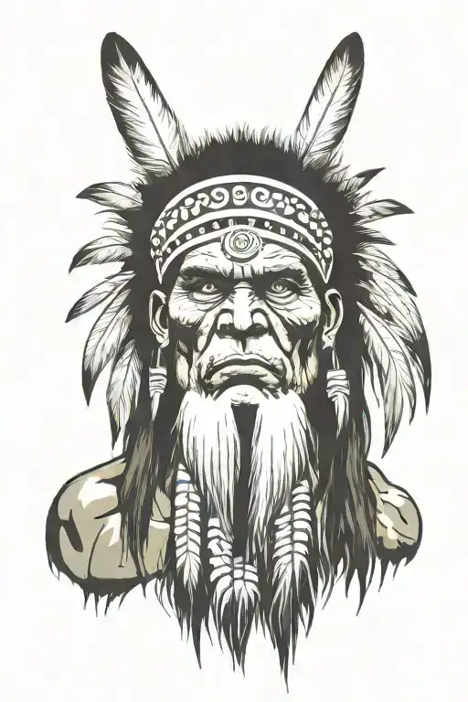 Native American Chief Feather Head Dress Hulk Angry Screaming Full Body