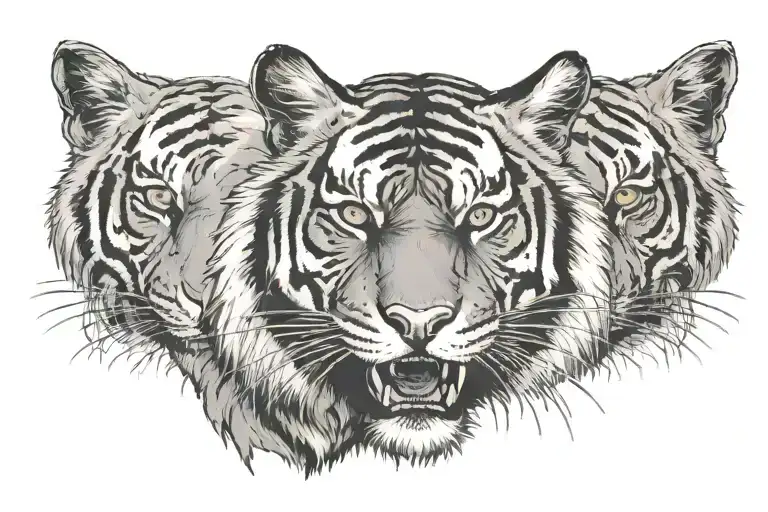 Gray Tiger On The Left
