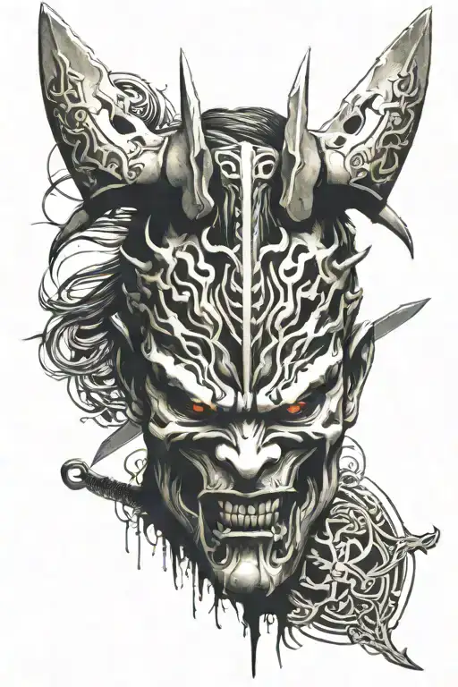 Sword Cutting Oni Mask Merged