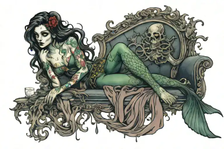 Mermaid Girl Lounging