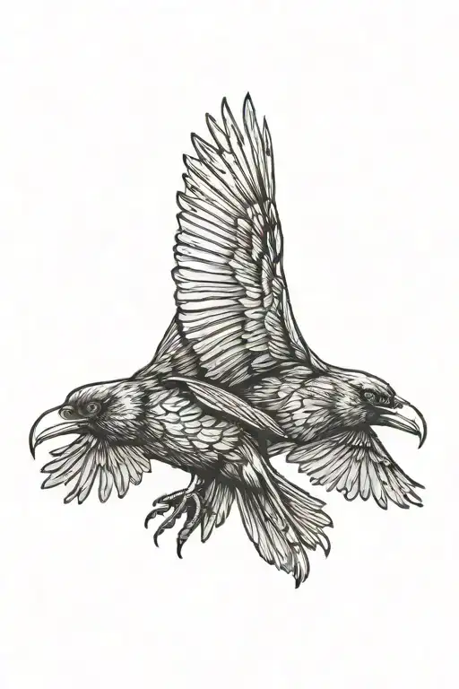 Two-headed Raven Flying Bird