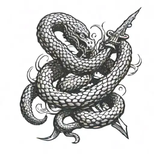 Snake Coiled Around A Dagger