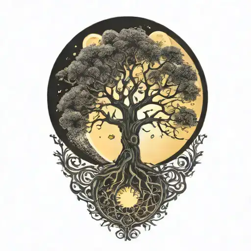 Tree Of Life And Sun And Moon