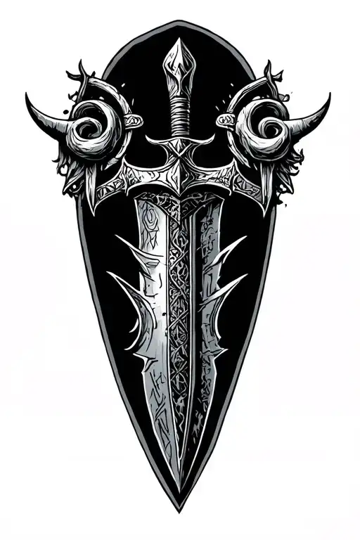 Viking Dagger Set On The Runes Back Tattoo Valhalla