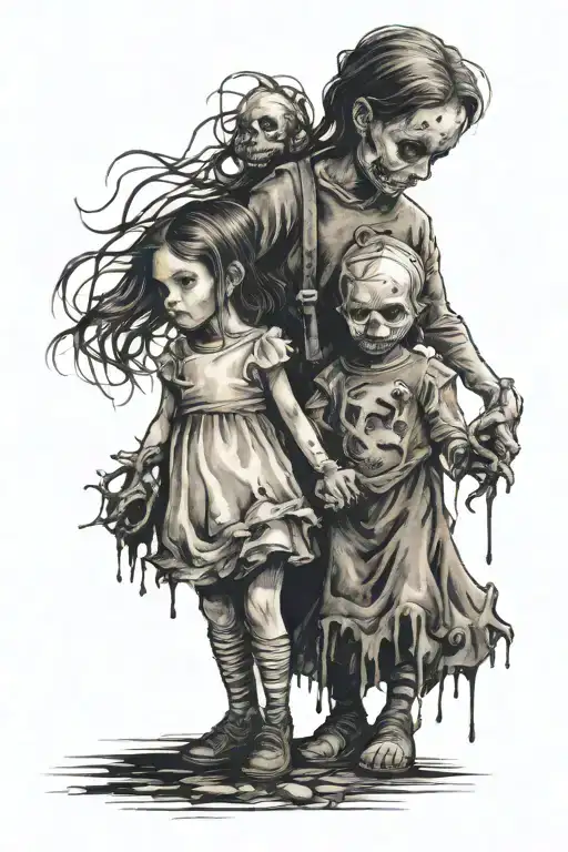 Big Sister With Little Brother Holding Hands