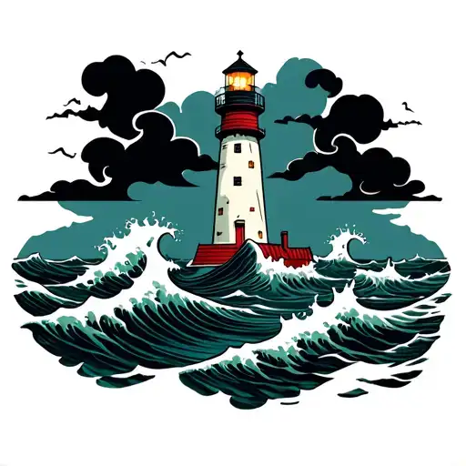 Lighthouse With Waves