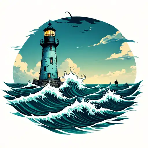 Lighthouse With Waves