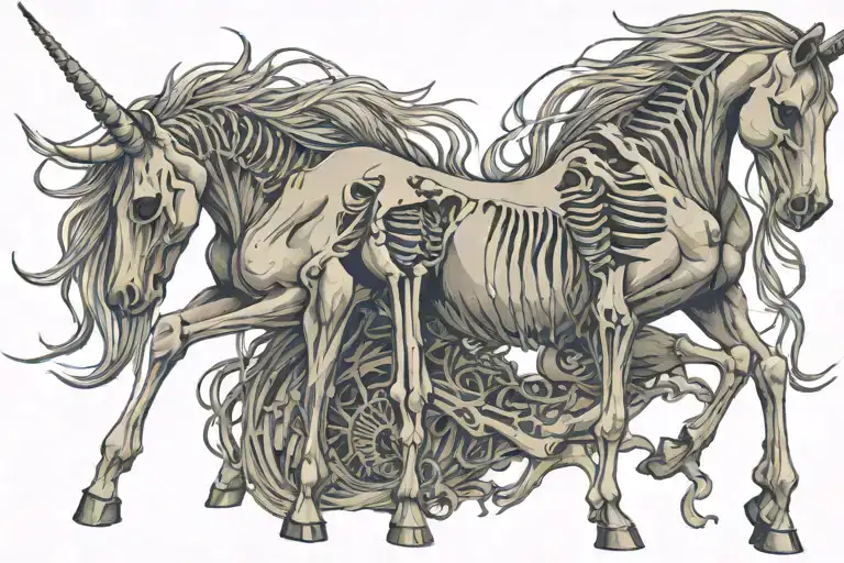 Simple Unicorn Full Body Skeleton Playing Scary Girl Sitting