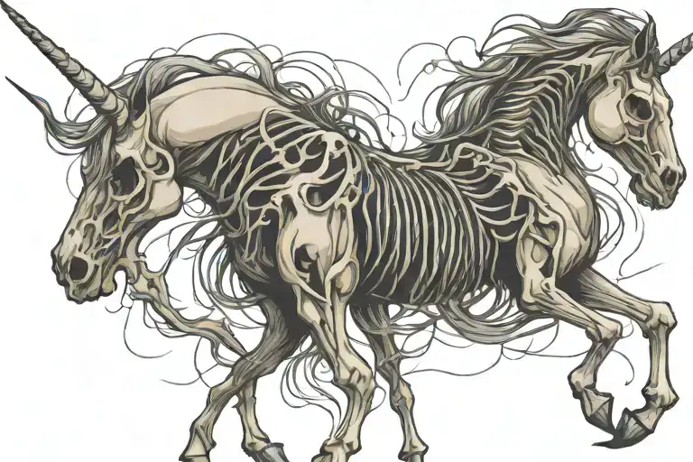 Simple Unicorn Full Body Skeleton Playing Scary