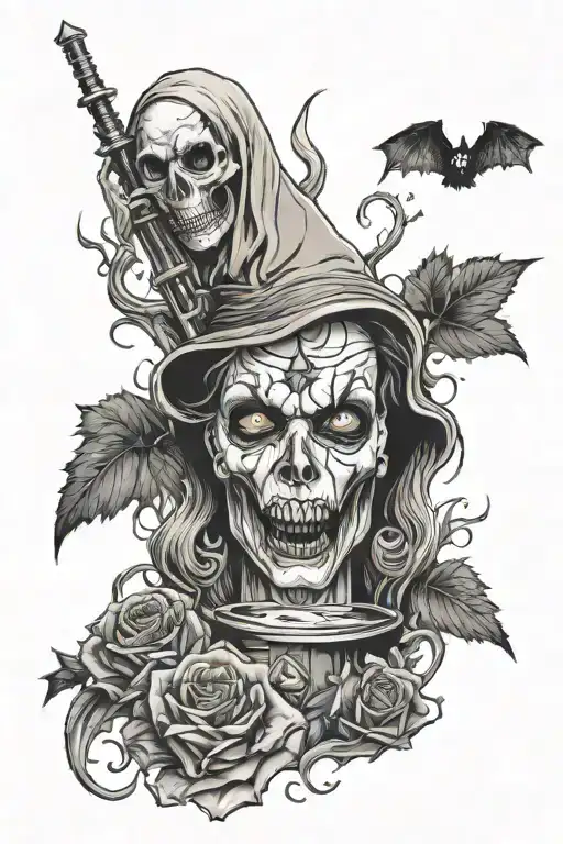 Horror Movie Sleeve Tattoo Design
