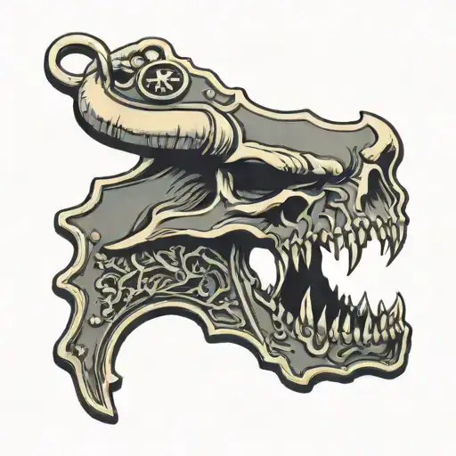 Military Dog Tag With A Silhouette Of A Bull Skull