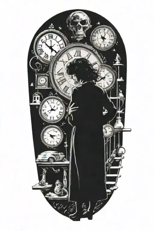 Life Is A Simulation Theory Space And Time Woman With Clock And Stairs Puppet Master