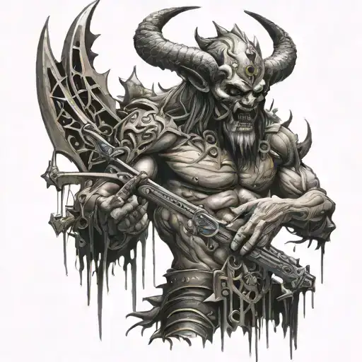 Demon Of War With Weapons
