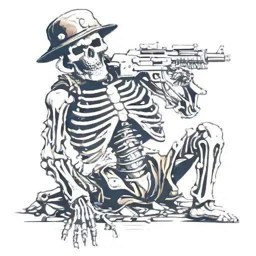Skeleton In Military Gear