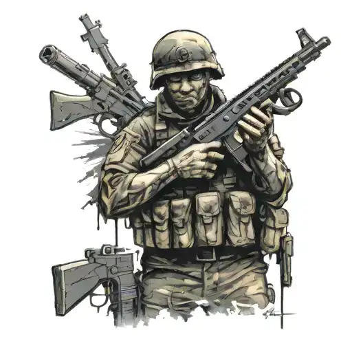 Soldier Holding A Gun