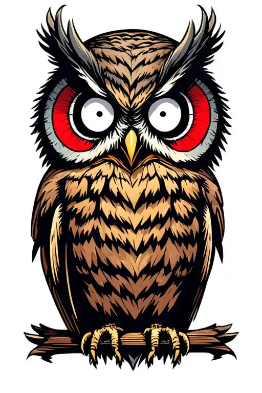 Owl With Blank White Eyes