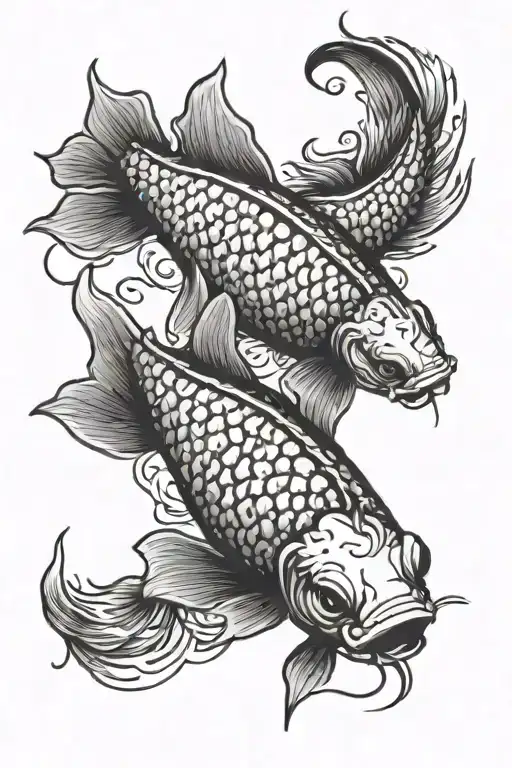 Koi Red Black Grey Design