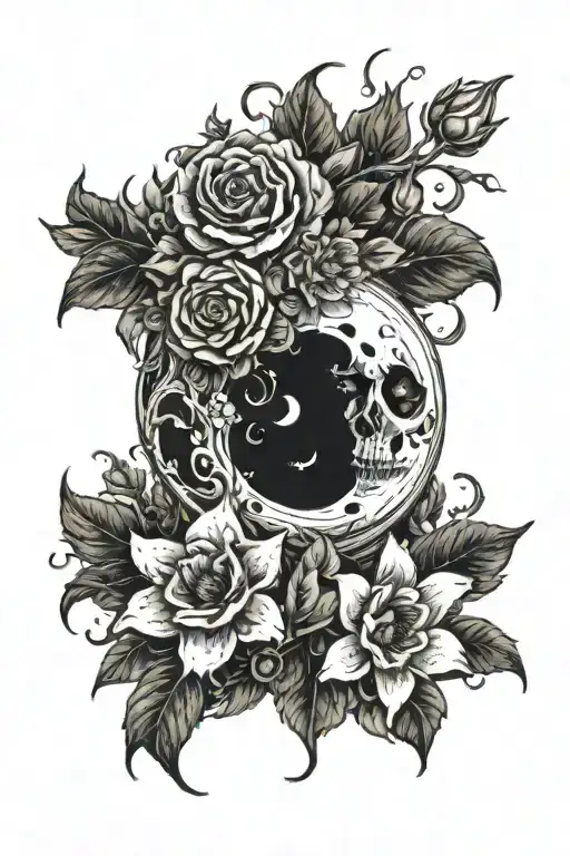 Moon And Flowers Wrapped