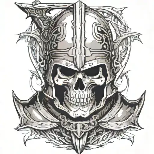Skull Helmet Knight Templar With A Sword