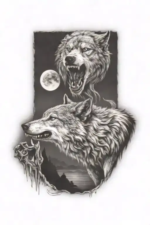 Wolf Howling Moon