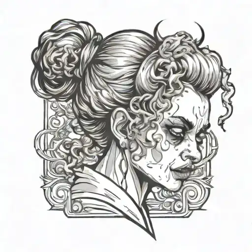 Diablo With Bun And Curly Hair Without Beard Kisses Gentlegirl With Straight Hair