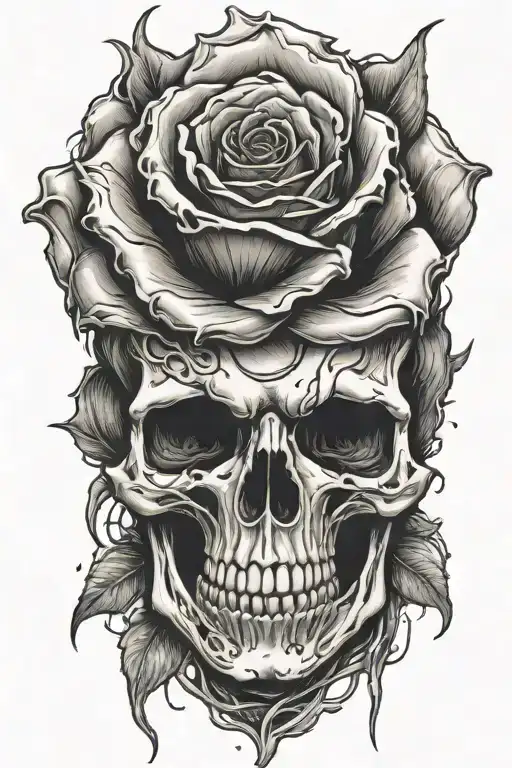 Realistic Design Of A Withering Black Rose Intertwined