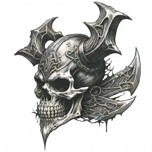 Vicking Warrior Battle Skull With Axe