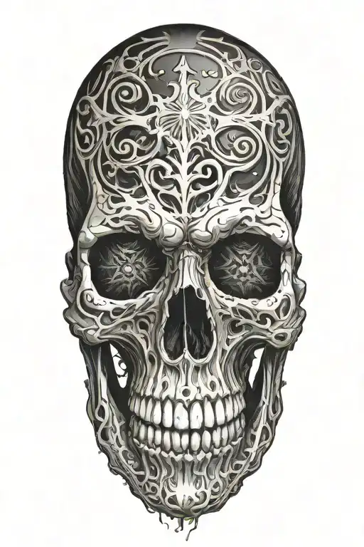 Skull Coming Out The Side Of Another Skull