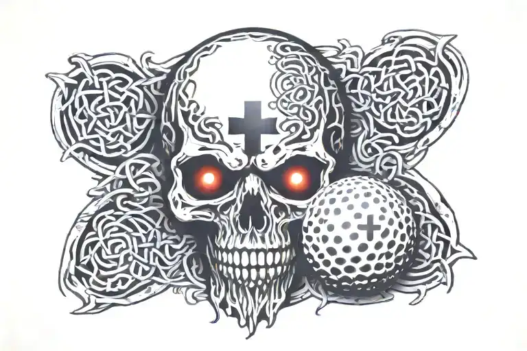Golf Ball And 3 And Celtic Cross