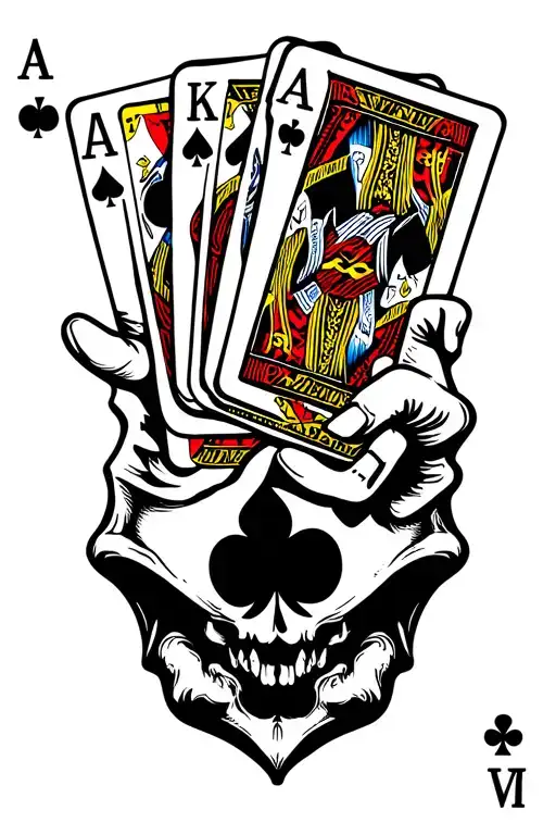 Hand Of Cards During Poker Game And Cards In Hand Indicate Seven Deadly Sins Tattoo