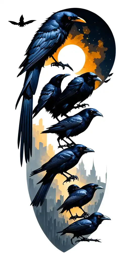Crows With Optical Illusion