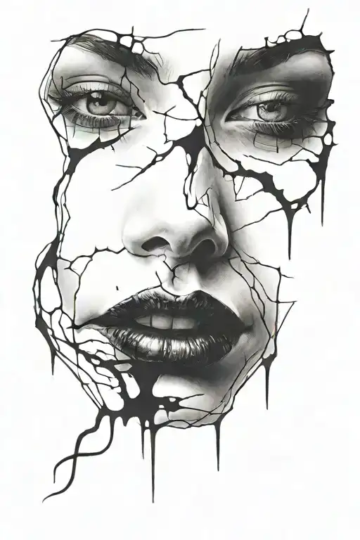 Woman Face Black Tears Black Eyes