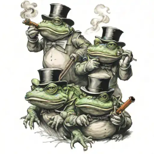 3 Hungarian Warrior Toads Smoking A Pipe