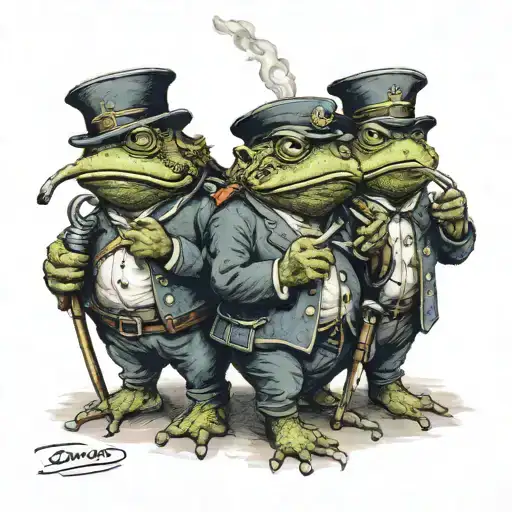 3 Hungarian Warrior Toads Smoking A Pipe