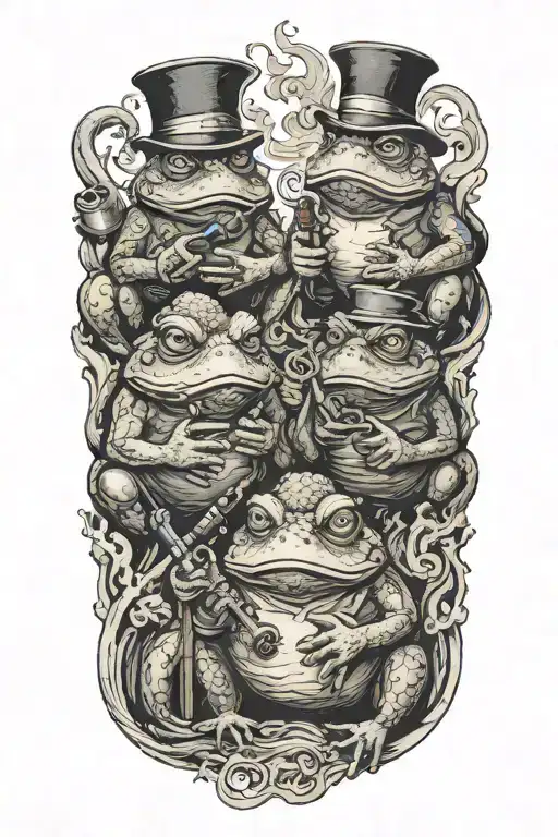 3 Hungarian Warrior Toads Smoking A Pipe