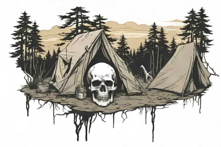 Camping Scene With A Skull