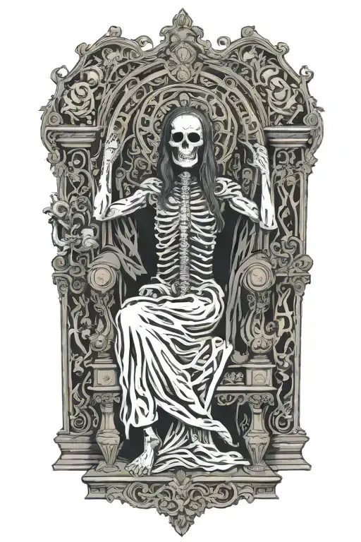 Holy Death Sitting On Her Throne