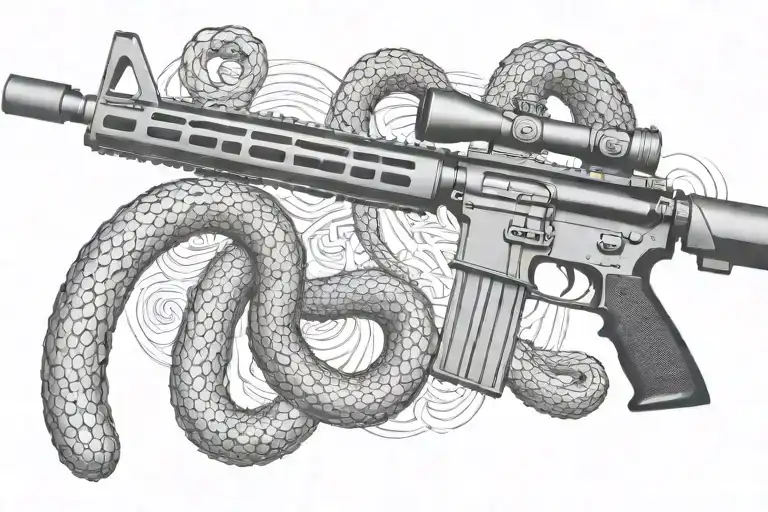 American Ar 15 Rifle With Rattle Snake Wrapping Ot Around
