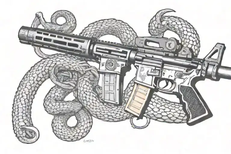 American Ar 15 Rifle With Rattle Snake Wrapping Ot Around