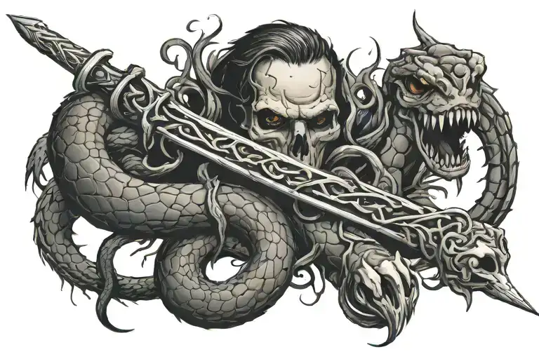 Dagger And Snake Wrapped