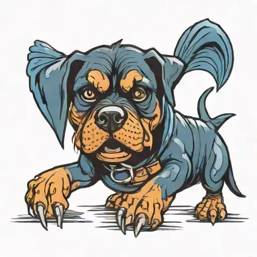 Rottweiller And Bluey Cartoon Character