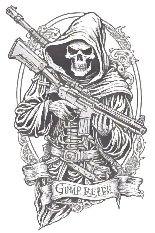 Grim Reaper Holding Sniper Rifle Pointing At Towards You