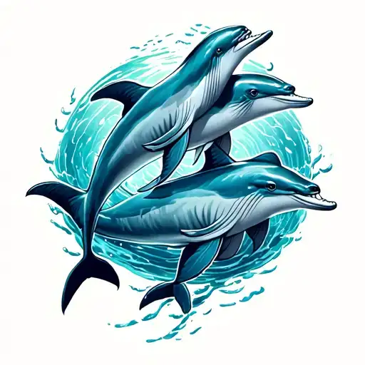 Dolphin Swimming Together